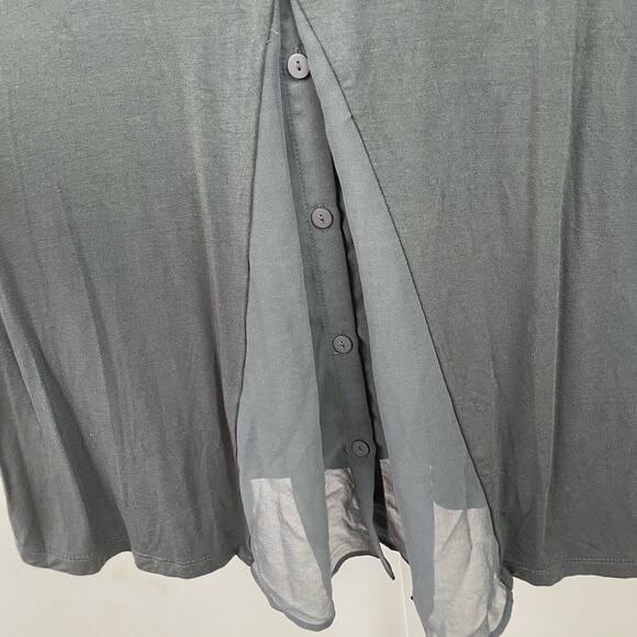 LOGO Lori Goldstein XXS Knit Top with Chiffon Pockets and Back Detail Rayon Gray - Picture 8 of 9
